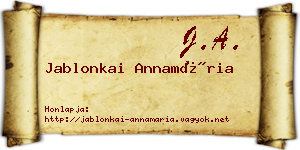 Jablonkai Annamária névjegykártya